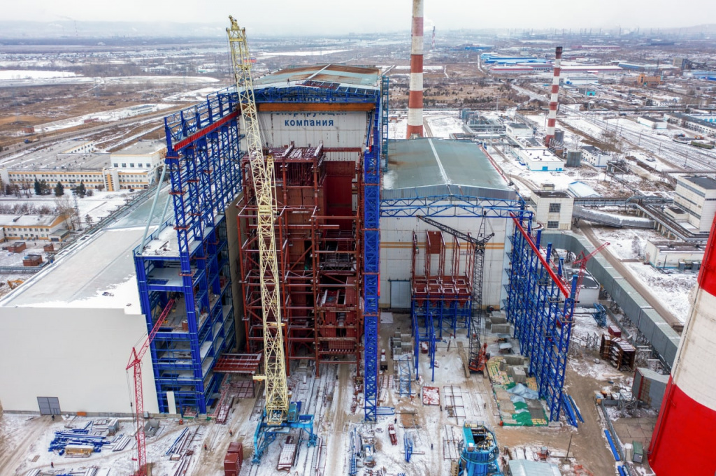 Строящийся энергоблок Красноярской ТЭЦ-3, декабрь 2022