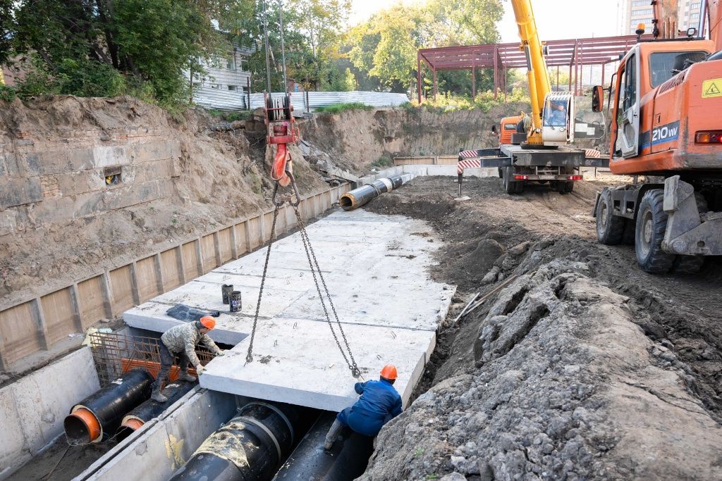 Завершение работ на тепломагистрали от ТЭЦ-2 по ул. Планировочной по состоянию на 16 сентября