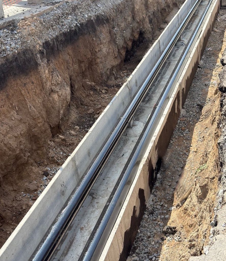 Замененный участок теплосети во дворе дома №60 по пр. Ленина 