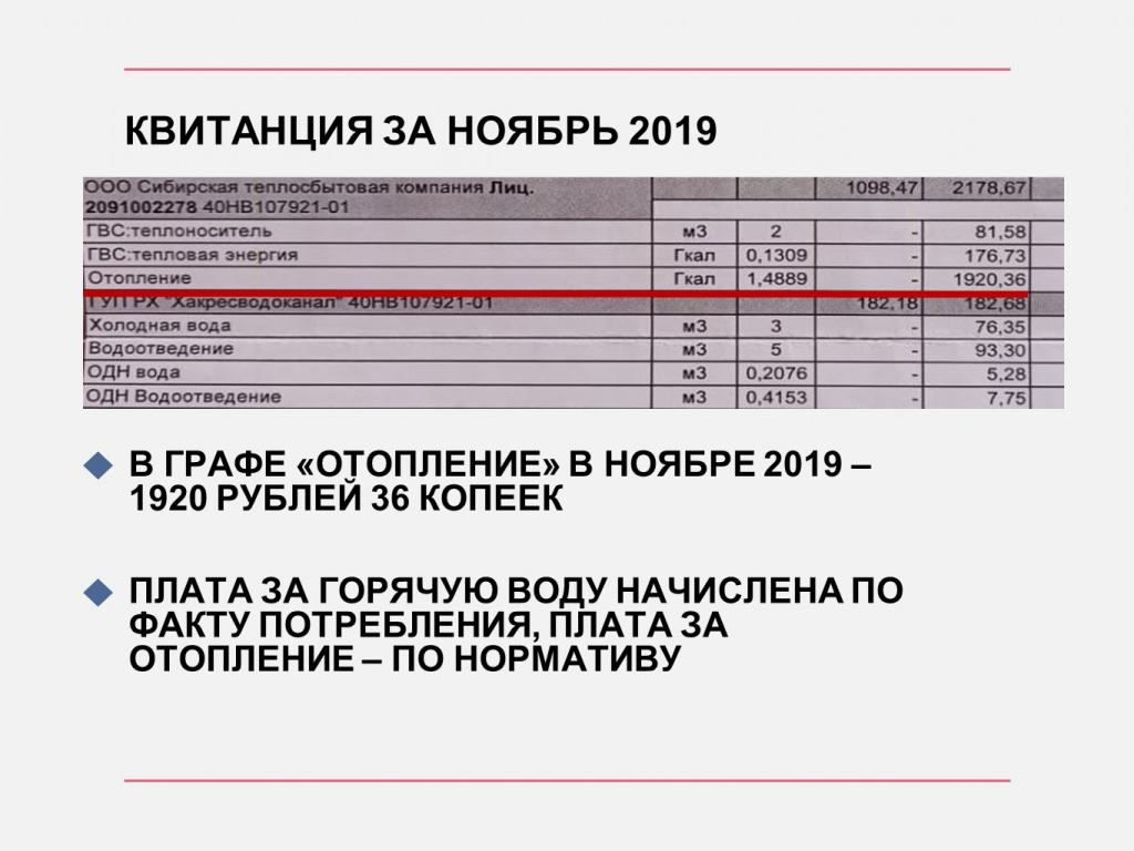 Начисления за ноябрь 2019 года (по нормативу) и за ноябрь 2020 года (по факту) будут отличаться на 351 рубль