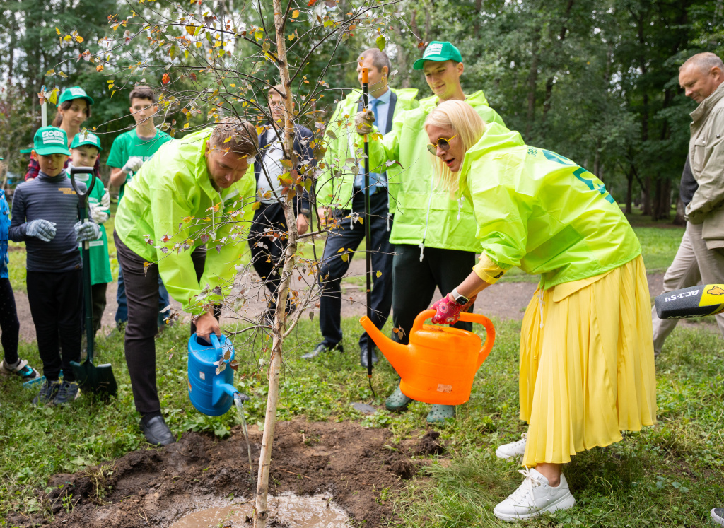 «Зеленая дружина СГК» впервые массово высадила пурпурные березы в Новосибирске