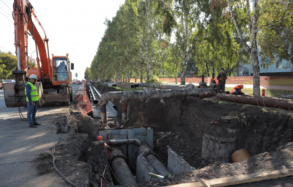 Реконструкция участка теплосетей на Октябрьском проспекте в Кемерове