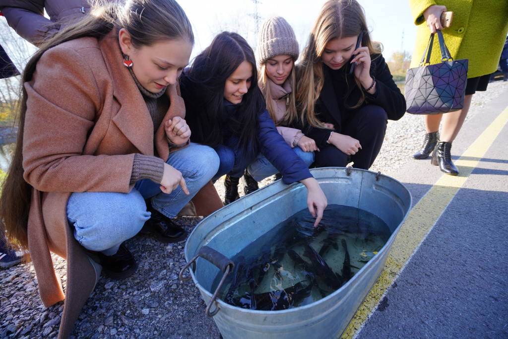 Школьники смогли внимательно рассмотреть рыбу 
