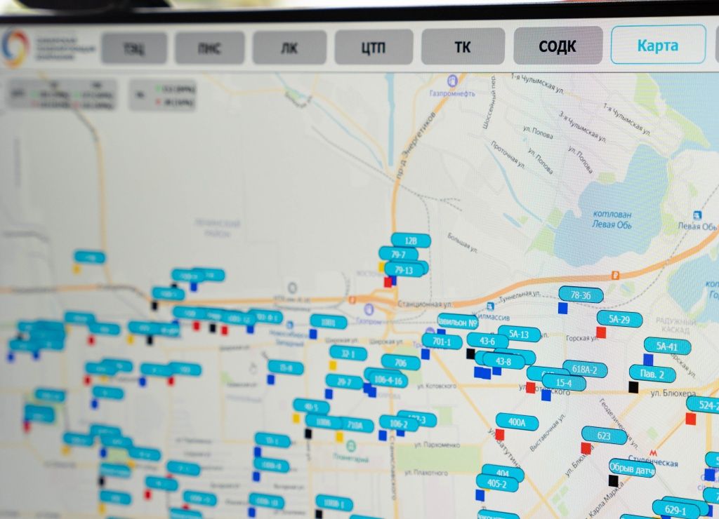 Так выглядит отображение объектов на карте в портале диспетчерской службы. Сюда выводятся данные с ТЭЦ, ПНС, котельных, ЦТП и тепловых камер, где установлены датчики. Кроме теплокамер, ультразвуковые приборы учета установлены еще на ПНС и котельных Так выглядит отображение объектов на карте в портале диспетчерской службы. Сюда выводятся данные с ТЭЦ, ПНС, котельных, ЦТП и тепловых камер, где установлены датчики. Кроме теплокамер, ультразвуковые приборы учета установлены еще на ПНС и котельных