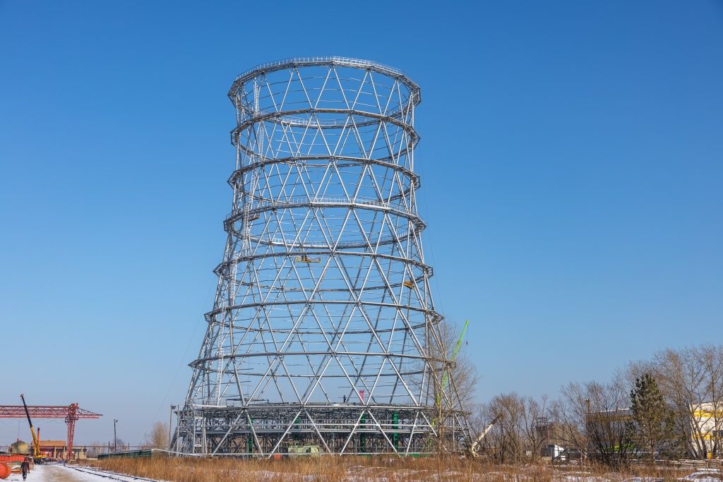 2024 февраль. Возведение каркаса градирни