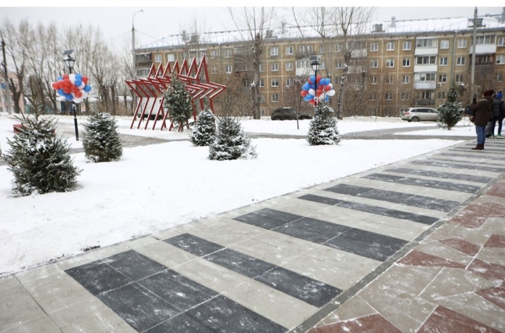 Дорожки с мощением в виде фортепианных клавиш. Фото пресс-служба мэрии Новосибирска