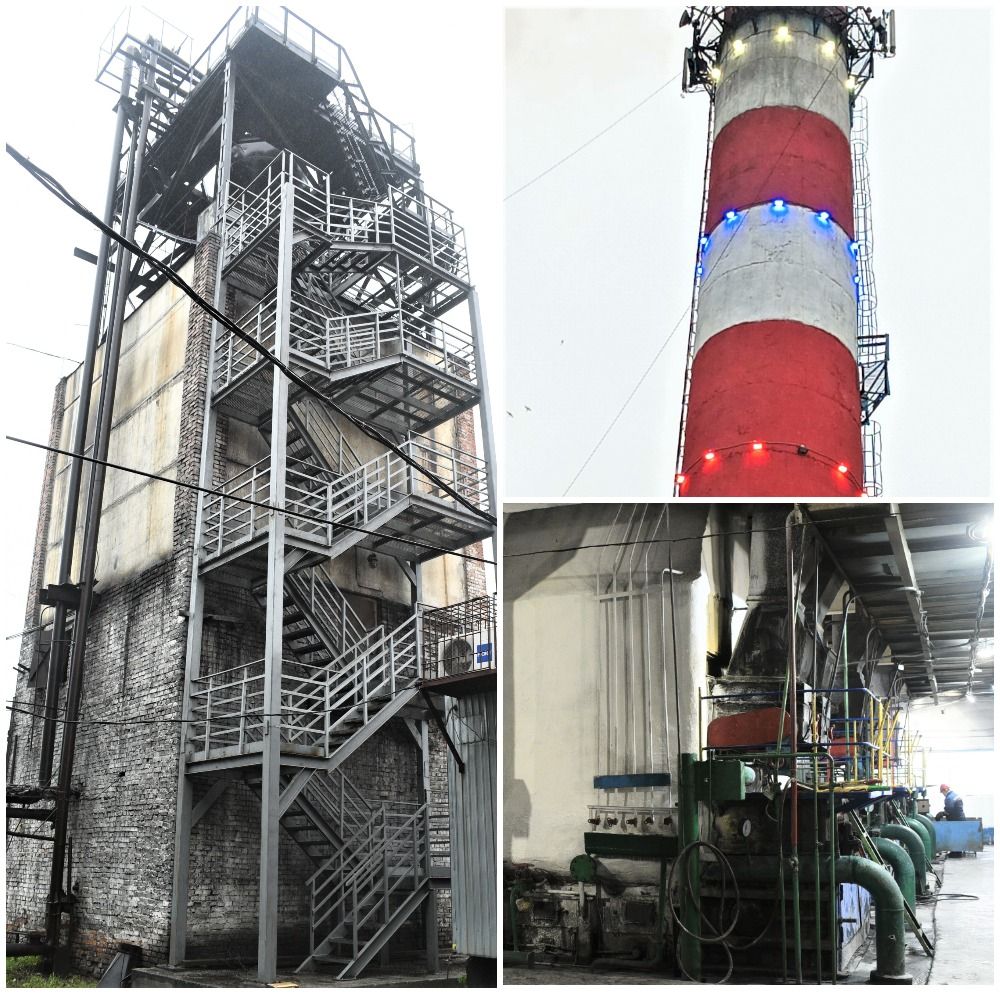 Новый лестничный марш на золоосадительную установку отвечает всем требованиям безопасности, российский триколор на покрашенной дымовой трубе сияет ночью. Все готово к новому отопительному сезону