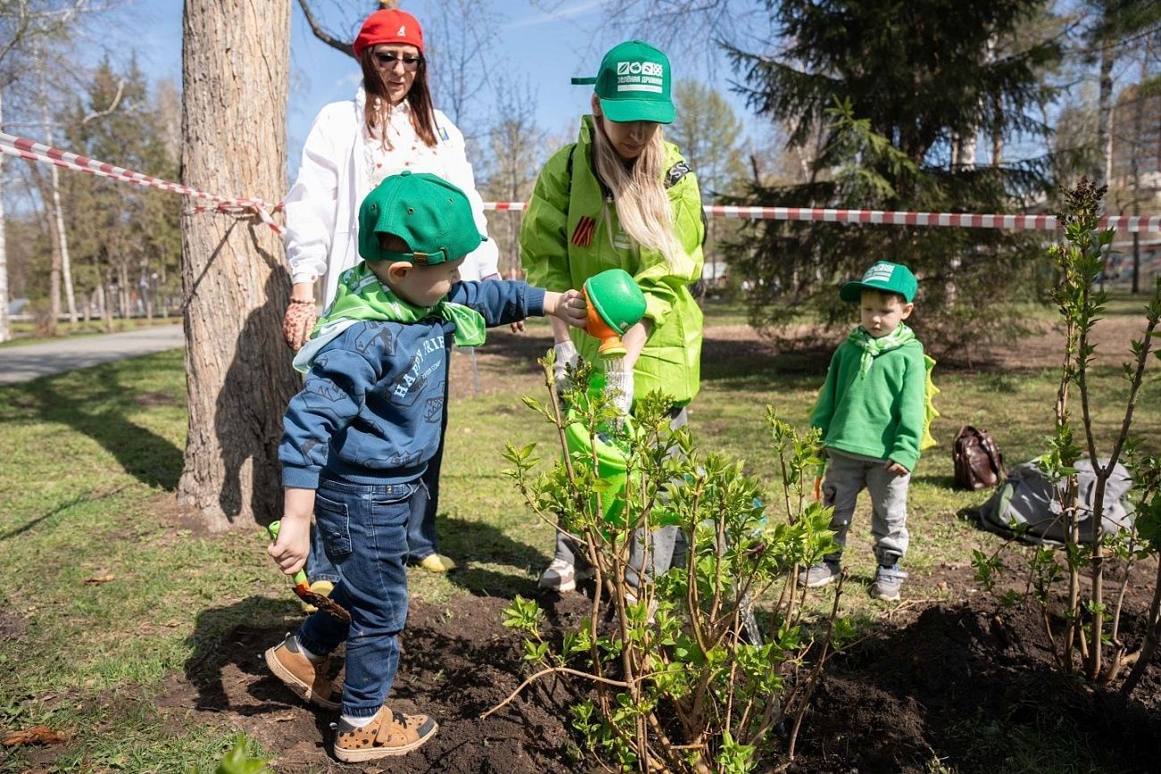В преддверии Дня Победы в Новосибирске высадили сад сирени 