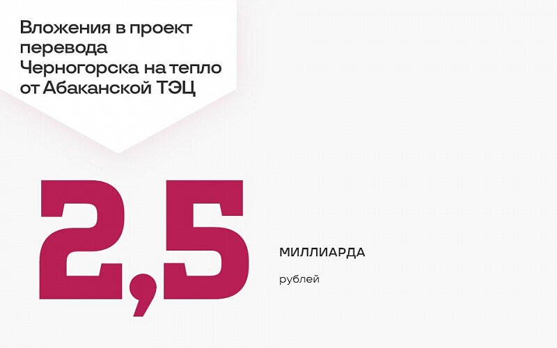Вложения в проект перевода Черногорска на тепло от Абаканской ТЭЦ составили 2.5 миллиарда рублей